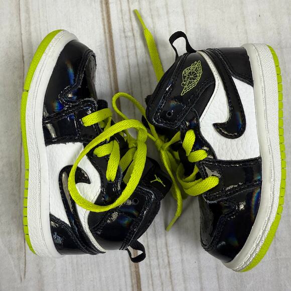 jordan 1 mid black cyber toddler shoes 6C - Picture 3 of 6
